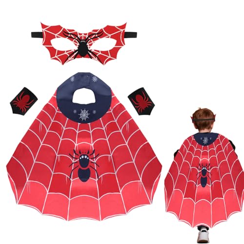 Hillylolly Fledermaus Umhang, Fledermaus Kostüm Kinder, Halloween Fledermauskostüm, Fledermausflügel Kinder, Cape mit Maske, Cosplay Party, für 8-12 Mädchen Junge (Rot, M) von Hillylolly