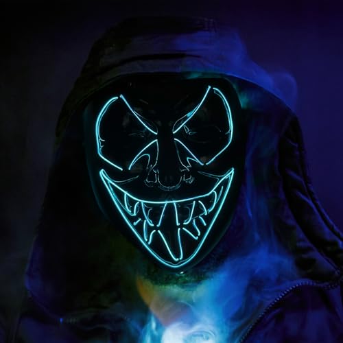 Hillylolly Halloween Maske Horror LED, Halloween Kostüm Maske Leuchtend, mit 3 Beleuchtungsmodi, für Party Halloween Fasching Karneval Kostüm Cosplay (C) von Hillylolly