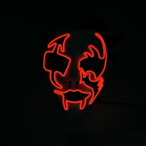 Hillylolly Halloween Maske LED, Halloween Maske Leuchtend, Kostüm Maske, mit 3 Beleuchtungsmodi, Maske Horror Led, für Party Fasching Karneval Cosplay (A) von Hillylolly