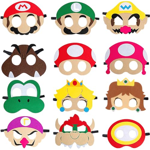 Hillylolly Mario Masken Geburtstag 12 Stk. Masken Geburtstag Kinder, Super Mario Masken, Party Masken Kinder&Erwachsene, Filz Masken Kinder für Maskerade, Geburtstags, Halloween, Weihnachten, Cosplay Hillylolly Mario Masken Geburtstag 12 Stk. Masken Geburtstag Kinder, Super Mario Masken, Party Masken Kinder&Erwachsene, Filz Masken Kinder für Maskerade, Geburtstags, Halloween, Weihnachten, Cosplay von Hillylolly