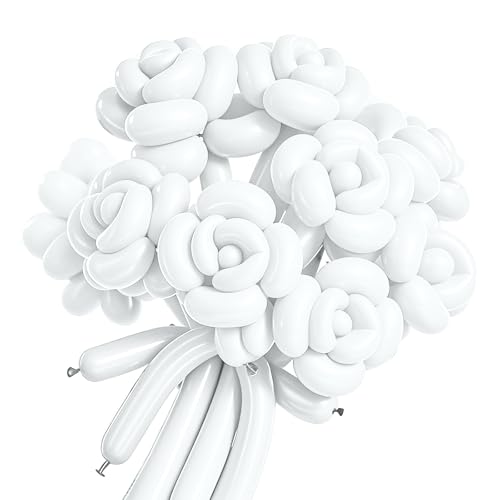 Modellier Luftballons Lang, Hillylolly Lange Luftballons 100 Pcs, Modelling Balloons, Magische, Luftballons Formen Set, Lange Bunte Ballons, für Hochzeit Geburtstage Partys Dekoration (Weiß) von Hillylolly