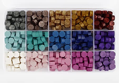 Siegelwachs Perlen Hillylolly 380 Stück Wachssiegel Wachs, Siegel Wachsperlen, Siegelwachs Set, Siegellack Perlen, Wachsstempel Set, Siegelwachs Perlen Bunt für Briefumschläge, Hochzeit (Blau Lila) von Hillylolly