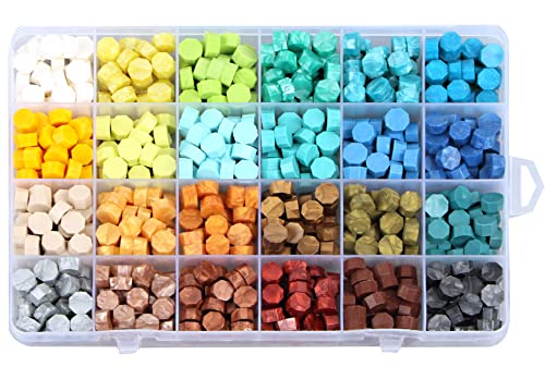 Hillylolly Wachsperlen Siegelwachs, Wachssiegel, Siegelwachs, Siegelwachs, Wachsperle zum Siegeln, 600 achteckige Wachse für Umschläge, Hochzeiten und Scrapbooking (blaugrün) von Hillylolly