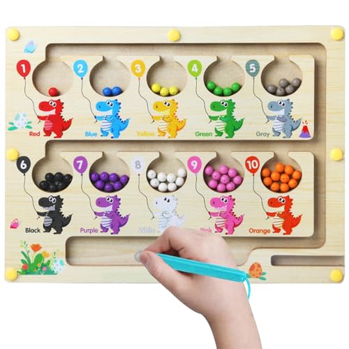 Magnetspiel Labyrinth Spielzeug Sortierspiel Montessori Spielzeug Farben und Zahlen Lernen Sortierspiel 3-4 Jahre Magnete Holz Zahlen Kinder Motorikspielzeug als Geschenk für Mädchen und Jungen von Hinmay