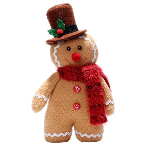 Lebkuchenmann mit Mütze und Schal 29, 9 cm süße Weihnachtskuscheltiere für Weihnachtsbaumspitze Weihnachtsparty Tischdekoration von Hintyne