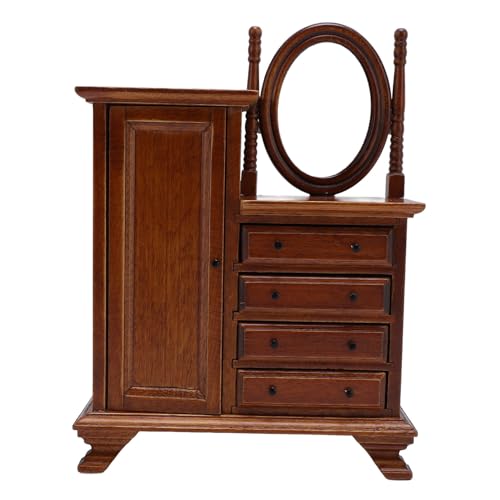 1:12 Mini Mini Hölzerne Puppenhausverkessungstisch, Handgefertigter Birkenschrank mit Spiegel, 4 Schubladen für Dollhouse Decor, Ideal für 1/12 Skala -Puppenhäuser 1:12 Mini Mini Hölzerne Puppenhausverkessungstisch, Handgefertigter Birkenschrank mit Spiegel, 4 Schubladen für Dollhouse Decor, Ideal für 1/12 Skala -Puppenhäuser von Hiraith