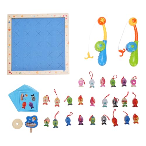 2 in 1 Holzfischerei Memory Match Game Lehrform Farbform Matching Fishing Toy von Hiraith