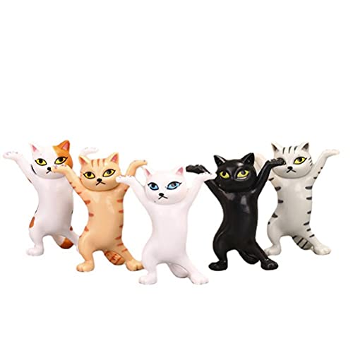 Hiraith 5PCS Anime Anhebung Hände Tanzen Katze Modell Katze Ornamente Katze Figuren Spielzeug für Kinderzimmer Studie Zimmer (5,5 cm) von Hiraith