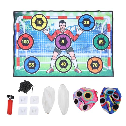 Hiraith Deluxe Soccer Training Set - 2 Softkugeln + Luftpumpe + 150x100 cm Skill Matte mit Hooks & Loop -Ziel | Innen-/Outdoor -Hinterhofspiel für, Beinhaltet 4 Hooks & Seile Hiraith Deluxe Soccer Training Set - 2 Softkugeln + Luftpumpe + 150x100 cm Skill Matte mit Hooks & Loop -Ziel | Innen-/Outdoor -Hinterhofspiel für, Beinhaltet 4 Hooks & Seile von Hiraith