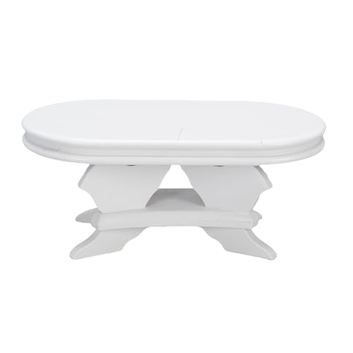 Hiraith Puppenhaus aus Holz Couch Tisch mit 1:12 Maßstab Weiß Ovale Form Miniatur-Teatable Dekoration Zubehör Hiraith Puppenhaus aus Holz Couch Tisch mit 1:12 Maßstab Weiß Ovale Form Miniatur-Teatable Dekoration Zubehör von Hiraith