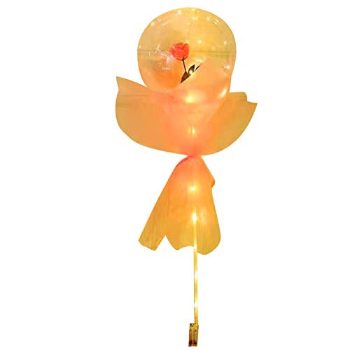 Leuchtender Ballon-Rosenstrauß, Transparenter Kugelstrauß, Valentinstagsgeschenke mit Gaze, Pappe, Komplettes Set (Rose) von Hiraith