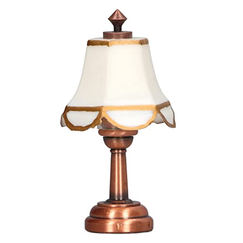 Hiraith Miniaturlampe, Dekorative LED-Puppenhaus-Lampen-Requisiten, Batteriebetrieben für Puppenhaus, Tischlampe, Miniaturlampe Im Maßstab 1:12, Tragbare Metalllampe mit EIN-Aus-Taste von Hiraith