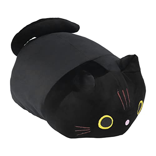 Niedliche Cartoon Schwarz Katze Gefülltes Kissen Spielzeug - Weiche Plüsch -Runde Augenkatze Puppe (29,5 cm) für Wohnkultur & Geschenke - Anti -Deformation Ba von Hiraith