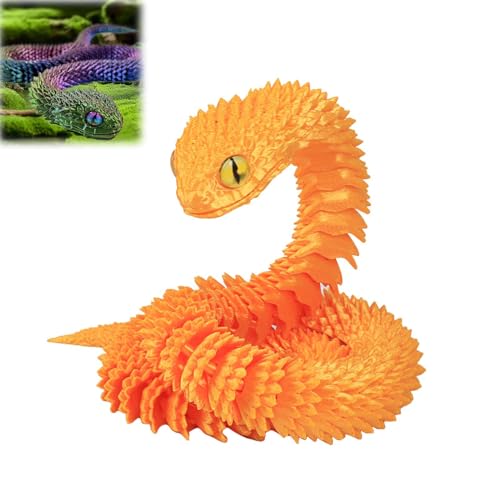 Hislaves 3D Gedruckte Tiere Set – Flexible Schlangen Spielzeug, Artikulierbare Fidget Toys, Dekorationen für Büro und Zuhause (Gold 60 cm) von Hislaves