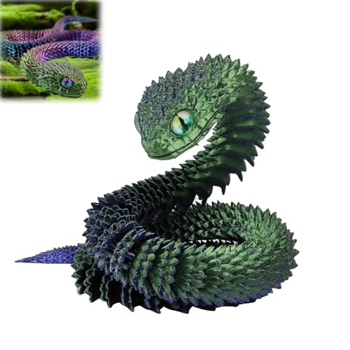 Hislaves 3D Gedruckte Tiere Set – Flexible Schlangen Spielzeug, Artikulierbare Fidget Toys, Dekorationen für Büro und Zuhause (Grün 60 cm) von Hislaves