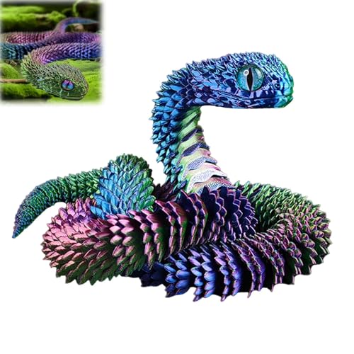 Hislaves 3D Gedruckte Tiere Set – Flexible Schlangen Spielzeug, Artikulierbare Fidget Toys, Dekorationen für Büro und Zuhause (Mehrfarbig 30 cm) von Hislaves