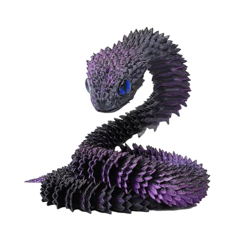 Hislaves 3D Gedruckte Tiere Set – Flexible 3D Gedruckte Schlangen Spielzeug, Artikulierbare Fidget Toys, 3D Gedruckte Dekorationen für Büro und Zuhause (Schwarz & Lila 30 cm) von Hislaves