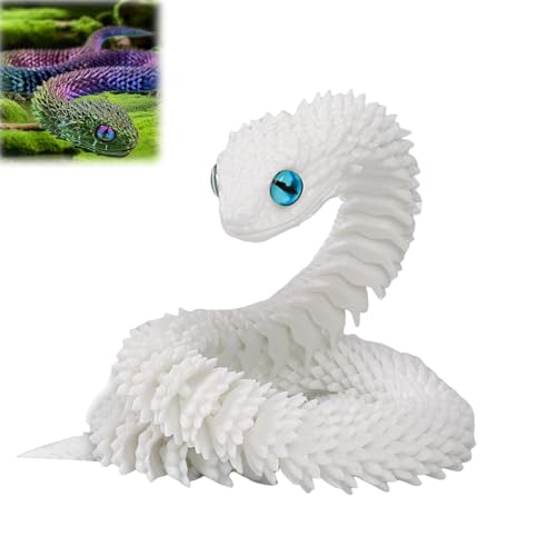 Hislaves 3D Gedruckte Tiere Set – Flexible Schlangen Spielzeug, Artikulierbare Fidget Toys, Dekorationen für Büro und Zuhause (Weiß 30 cm) von Hislaves