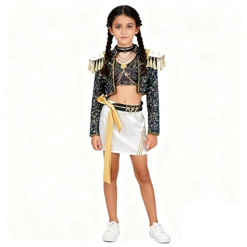 Halloweenkostüme für Kinder - Kostüm Mädchen Anime Cosplay,Demon Cosplay Kinder,Schwarz Uniform Komplettes Set Halloween Party Anzug (C, 130cm) von Hislaves