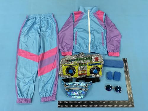 Hislovy 80er Jahre Kostüm Kinder,90er Jahre Outfit Trainingsanzug Jungen Mädchen Halloween Karneval, Hellblau, 122-128 Hislovy 80er Jahre Kostüm Kinder,90er Jahre Outfit Trainingsanzug Jungen Mädchen Halloween Karneval, Hellblau, 122-128 von Hislovy