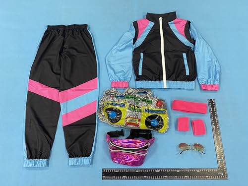 Hislovy 80er Jahre Kostüm Kinder,90er Jahre Outfit Trainingsanzug Jungen Mädchen Halloween Karneval, Schwarz, 134-140 Hislovy 80er Jahre Kostüm Kinder,90er Jahre Outfit Trainingsanzug Jungen Mädchen Halloween Karneval, Schwarz, 134-140 von Hislovy