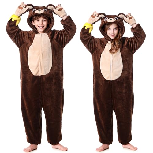 Hislovy Bär Kostüm Kinder, Braunbär Onesie Pyjama Schlafoveralls für Jungen Mädchen für Halloween Karneval Weihnachten,122-128/7-8 Jahre Hislovy Bär Kostüm Kinder, Braunbär Onesie Pyjama Schlafoveralls für Jungen Mädchen für Halloween Karneval Weihnachten,122-128/7-8 Jahre von Hislovy