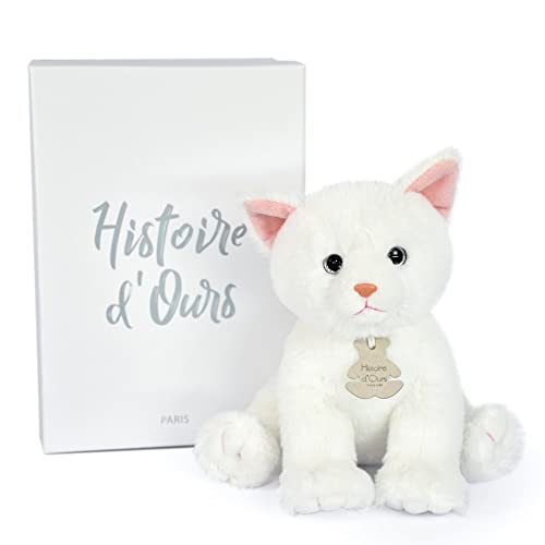 Histoire d'ours - Plüschtier Katze – Weiß – 18 cm – A la Landagne – HO3155 von Histoire d'ours