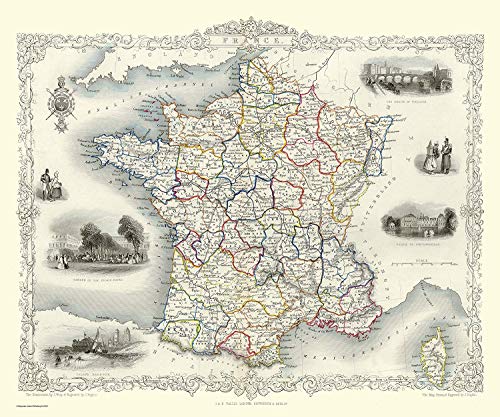 History Portal 1000 Piece Jigsaw Puzzle Map of France 1851 by John Tallis von History Portal
