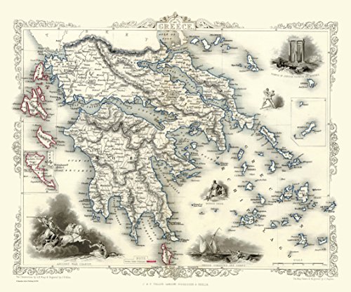 History Portal 1000 Piece Jigsaw Puzzle Map of Greece 1851 by John Tallis von History Portal