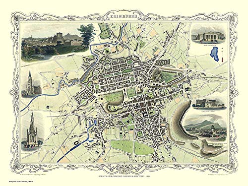 History Portal Limited Edition 1000 Piece Jigsaw Puzzle - Map of Edinburgh Scotland 1851 by John Tallis von History Portal