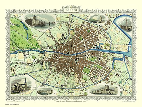 History Portal Limited Edition 1000 Piece Jigsaw Puzzle - Map of Dublin Ireland 1851 by John Tallis von History Portal
