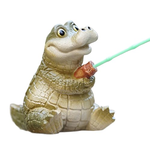 Hitburu Tierfiguren | Niedliche Mini-Alligator Gartenfigur Aus Kunstharz | Kinderspielfiguren Für Garten, Terrasse, Partys, Geburtstag, Familie, Freunde, Jungs & Mädchen von Hitburu