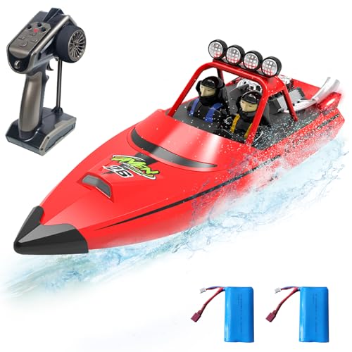 Hitish RC Boot für Kinder Erwachsene 2,4 GHz Ferngesteuertes Boot für Pool Salzwasser, 20MPH Schnelles Renn-Jetboot, Bootsspielzeug für Jungen und Mädchen, 2 Wiederaufladbare Batterien, 40+ Min, Rot Hitish RC Boot für Kinder Erwachsene 2,4 GHz Ferngesteuertes Boot für Pool Salzwasser, 20MPH Schnelles Renn-Jetboot, Bootsspielzeug für Jungen und Mädchen, 2 Wiederaufladbare Batterien, 40+ Min, Rot von Hitish