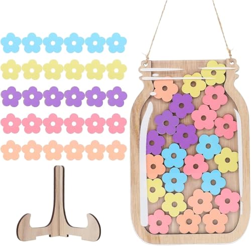 Hitopin Belohnungssystem Klassenzimmer, Kinder Belohnungssystem, Große Belohnungsgläser, Kinder Belohnungssystem, mit Holzhalter und 30 Blumen, für Gebrauch zu Hauseund in der Schule(13X20CM) von Hitopin