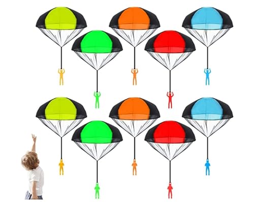 Hitopin Fallschirm Spielzeug Kinder, 10 Stücke Fallschirmspringer Spielzeug, Fallschirmspringer Outdoor Spiele, Hand Werfen Fallschirm, Kindergeburtstag Gastgeschenke, Gartenspielzeug für Drauße von Hitopin
