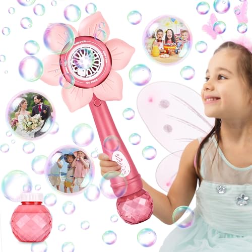 Blumen Seifenblasenstab, Wiederaufladbarer Seifenblasenstab, Elektrisch Seifenblasenspielzeug mit 160ml Seifenblasenlösung, Über 10000 Blasen/Minute Blasenspielzeug, für Geburtstag/Party/Hochzeit Blumen Seifenblasenstab, Wiederaufladbarer Seifenblasenstab, Elektrisch Seifenblasenspielzeug mit 160ml Seifenblasenlösung, Über 10000 Blasen/Minute Blasenspielzeug, für Geburtstag/Party/Hochzeit von Hixava
