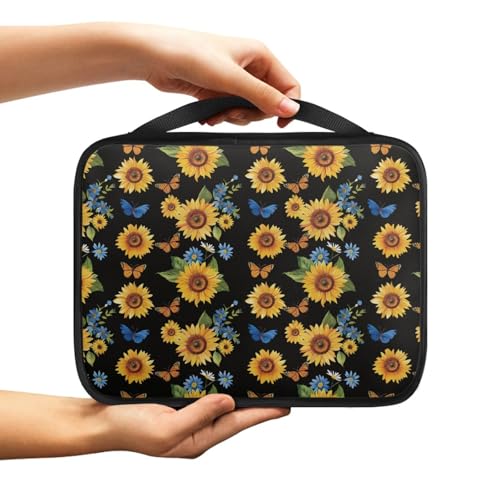 Hixingo Buchhülle Schutzhülle für Bücher aus Stoff, Buchhülle mit Reißverschluss Buchschutz Buchhüllen für Taschenbücher Buchhülle für Buchliebhaber für Lehrer, Freunde (Sonnenblume 1,XL) von Hixingo