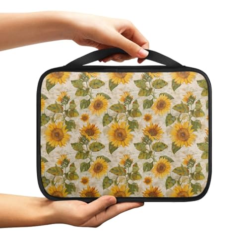 Hixingo Buchhülle Schutzhülle für Bücher aus Stoff, Buchhülle mit Reißverschluss Buchschutz Buchhüllen für Taschenbücher Buchhülle für Buchliebhaber für Lehrer, Freunde (Sonnenblume 4,XL) von Hixingo