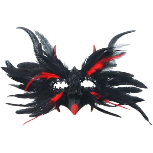 HiyyFloy Halloween-teufelsmaske -maskenball-maske, Teufelshorn-halbgesichtsmaske Für Halloween-kostüme, Requisiten, Party- Und Abschlussballmaske von HiyyFloy