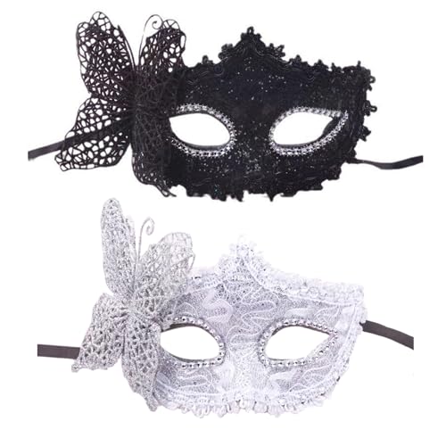 HizeJie Ballmasken, Schmetterlingsmaske, Kostüm, Spitze, Augenmaske, Karneval, Cosplay, Party, venezianisches Hochzeitszubehör, 2 Stück, für Erwachsene und Kinder HizeJie Ballmasken, Schmetterlingsmaske, Kostüm, Spitze, Augenmaske, Karneval, Cosplay, Party, venezianisches Hochzeitszubehör, 2 Stück, für Erwachsene und Kinder von HizeJie
