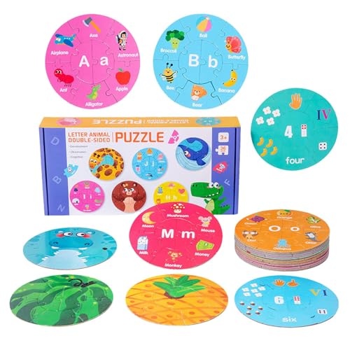 Das doppelseitige Puzzle von Buchstaben und Zahlen, Alphabet -Puzzle, Zahlenprozesaw, verbessert die Feinmotorik, fördert das frühe Lernen, 26,7 x 13 x 4 cm, für Kinder Das doppelseitige Puzzle von Buchstaben und Zahlen, Alphabet -Puzzle, Zahlenprozesaw, verbessert die Feinmotorik, fördert das frühe Lernen, 26,7 x 13 x 4 cm, für Kinder von Hjatirace