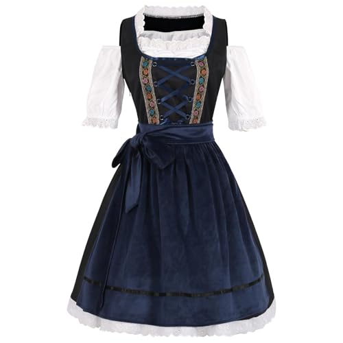 Hjatirace Bayerisches Wench Kostüm, Oktoberfest Outfits Damen, Weiß & Schwarz Kleid mit angenähter Schürze, Oktoberfest Fasching, Erwachsene Dress Up Kostüme für Halloween, Karneval, Oktoberfest Hjatirace Bayerisches Wench Kostüm, Oktoberfest Outfits Damen, Weiß & Schwarz Kleid mit angenähter Schürze, Oktoberfest Fasching, Erwachsene Dress Up Kostüme für Halloween, Karneval, Oktoberfest von Hjatirace