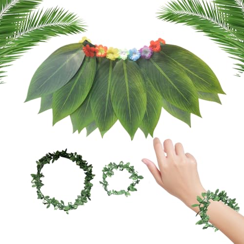Hjatirace Hawaii-Kostüm für Frauen,Hawaii-Outfit | Tropische Accessoires Armband und Haarband mit Blattdesign für verschiedene Anlässe wie Urlaub, Foto-, Abschlussfeiern, Sommerfeste und Hjatirace Hawaii-Kostüm für Frauen,Hawaii-Outfit | Tropische Accessoires Armband und Haarband mit Blattdesign für verschiedene Anlässe wie Urlaub, Foto-, Abschlussfeiern, Sommerfeste und von Hjatirace