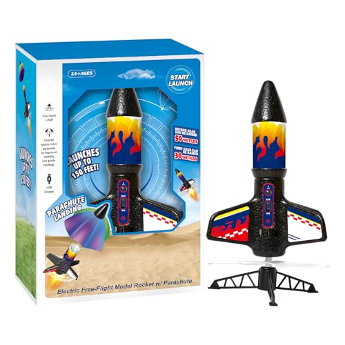 Hjatirace Kinderrakete, Ultrahohe Motorisierte Luftraketen, Landen Sicher Mit Fallschirm, Interaktives Gameplay, STEM Education, 24 cm/9,45 Zoll, Für Innenräume, Outdoor, Outdoor von Hjatirace