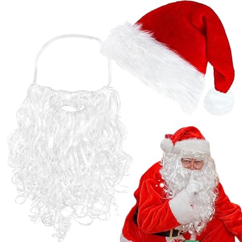 Weihnachtsmütze für Erwachsene, bequeme Mütze, Mütze, klassische Weihnachtsmannmütze, künstlicher Bart, bequeme Urlaubs-Cosplay-Kappe, einfach zu bedienen, tragbar für Kinder und Erwachsene Weihnachtsmütze für Erwachsene, bequeme Mütze, Mütze, klassische Weihnachtsmannmütze, künstlicher Bart, bequeme Urlaubs-Cosplay-Kappe, einfach zu bedienen, tragbar für Kinder und Erwachsene von Hjatirace