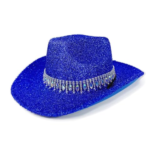 Hkfgdjdl Auffälliger Kristall-Cowgirl-Hut, Brauthut, Panama-Hut für Junggesellinnenabschied, Cowgirl-Hüte für Clubs, Bühnenshows von Hkfgdjdl