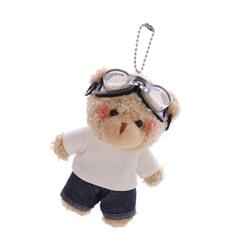 Hkfgdjdl Piloting Lovely Bear Robuster Plüsch-Schlüsselanhänger mit Brille, weiche, bequeme Materialien, Zubehör für alle Altersgruppen von Hkfgdjdl
