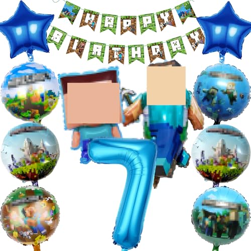 Hkyiowdp 7 Jahre Geburtstagsdeko 12 Stück mit Folienballon und Happy Birthday Girlande - Deko Geburtstag für Mädchen und Jungen Geburtstagsparty, Thema Party Luftballon Hkyiowdp 7 Jahre Geburtstagsdeko 12 Stück mit Folienballon und Happy Birthday Girlande - Deko Geburtstag für Mädchen und Jungen Geburtstagsparty, Thema Party Luftballon von Hkyiowdp