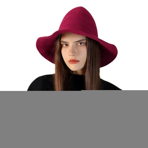 Hlagmix Hexenhut Kostüm - Halloween Strick Hexenhut Mit Breiter Krempe,Atmungsaktives Kopfaccessoire Für Damen Erwachsene Karneval Mottoparty Fotografie von Hlagmix