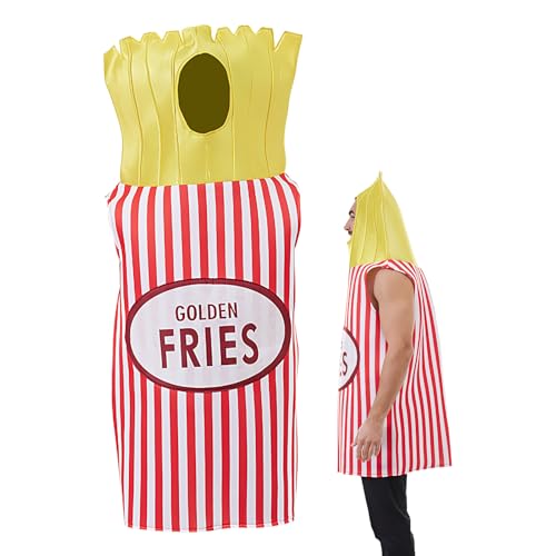 Hlagmix Pommes Kostüm - Originelles Kartoffelchips-Outfit | Lustige Fastfood-Verkleidung Für Männer Erwachsene Karneval Cosplay Partys Halloween Rollenspiel von Hlagmix